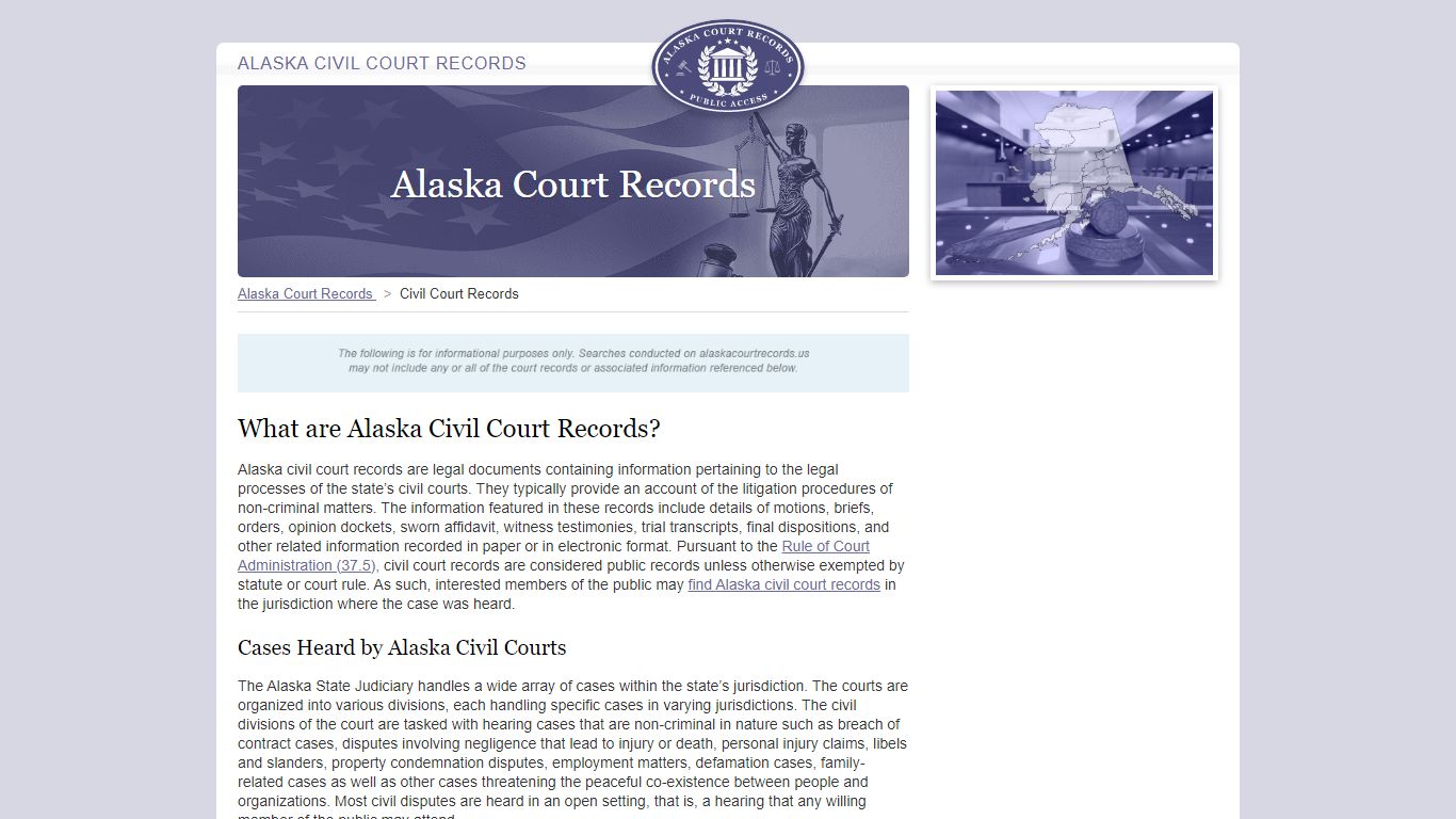 Alaska Civil Court Records | AlaskaCourtRecords.us